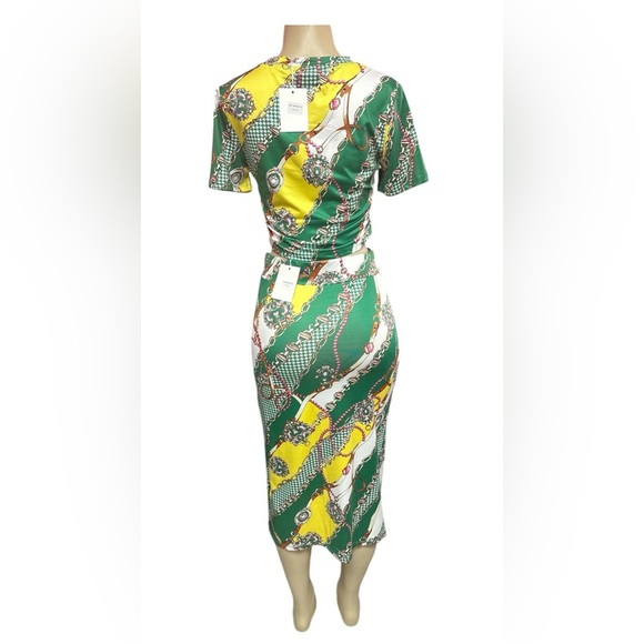 NWT Green and Yellow Patterned Two-Piece Set - Picture 3 of 5